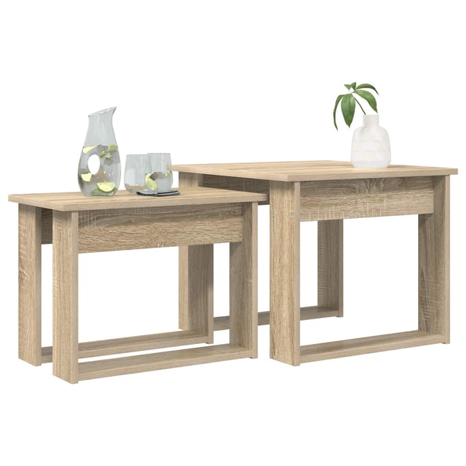 vidaXL - Koffietafel - Set - 2 - st - Sonoma - Eik - 50 - x - 52 - x - 42 - cm - Bewerkt - hout