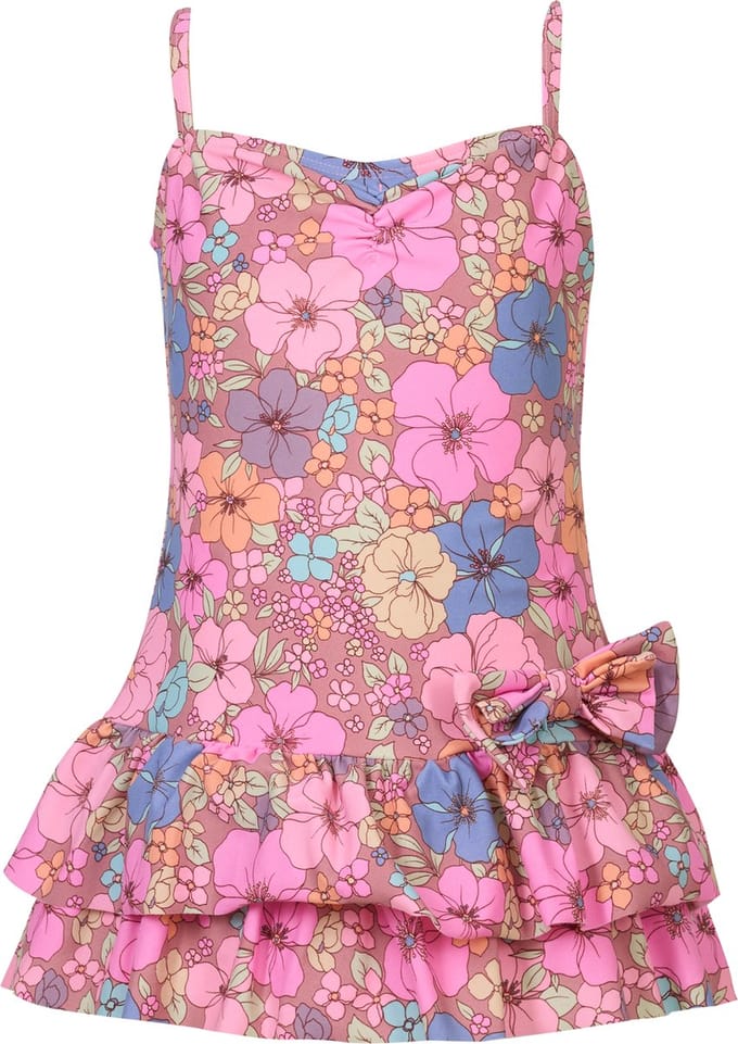 Badpak met bloeme - Oude roze 128-134