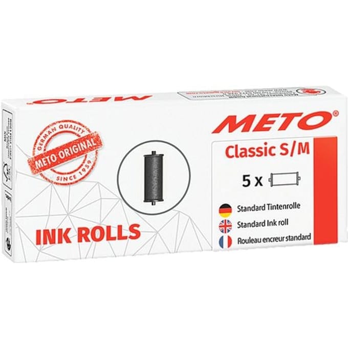 Inktrollen voor METO® prijsetiketteerders Classic S/Classic M/ ProLine S/ProLine M, zwart, 5 stuks
