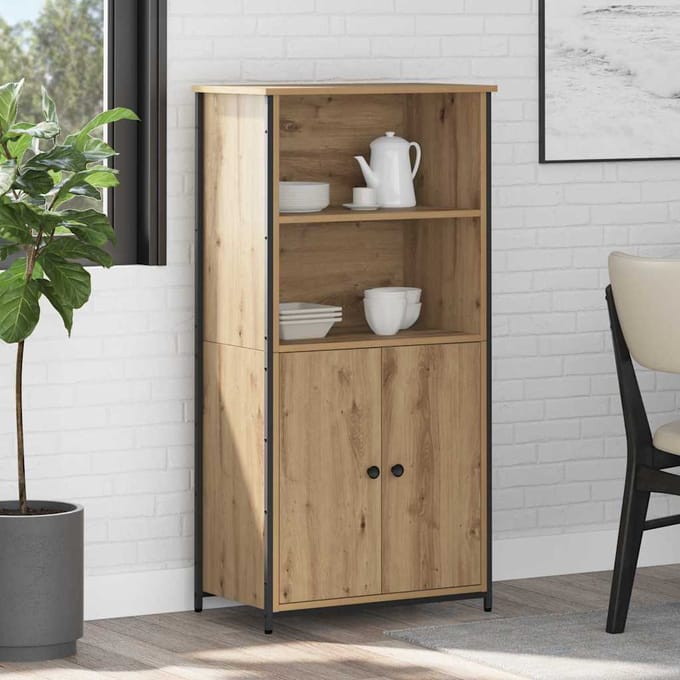 vidaXL Highboard Artisan Eiken 62 x 36 x 121,5 cm Bewerkt hout