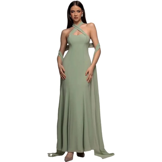 Mousseline Decolleté Jurk Dames Goddiva Maxi