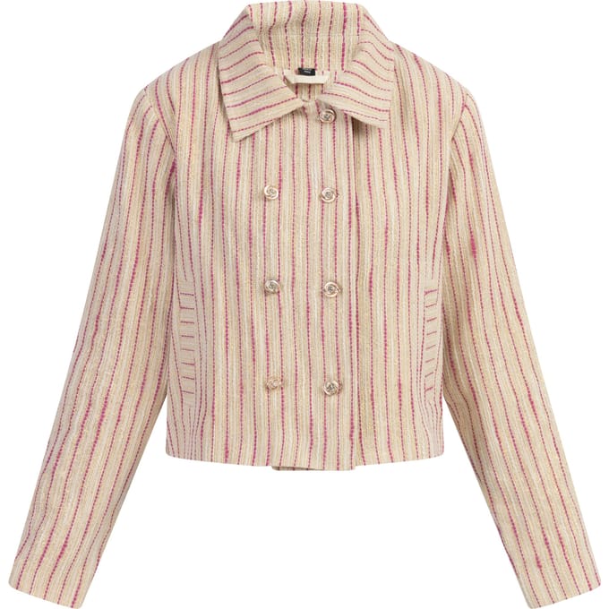 Faina Kort carbon jack Dames Roze gebroken witte streep