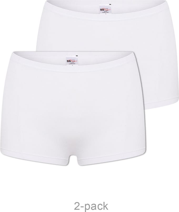 2-pack Comfort dames boxershort katoen - Lekker zitten ondergoed dames - Wit / L