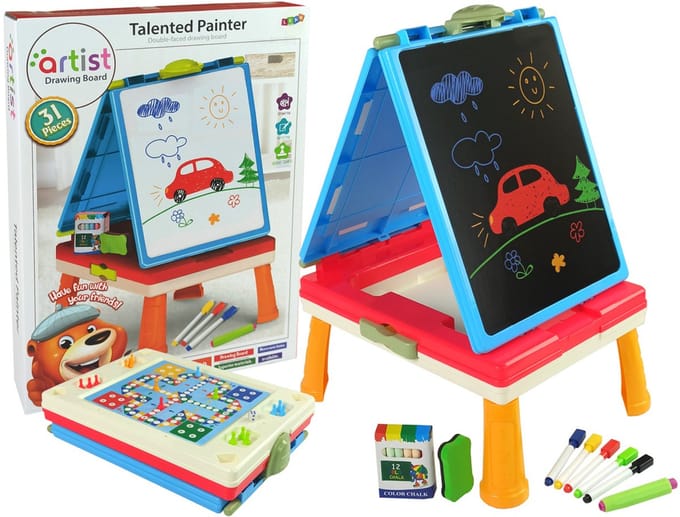 3-in-1 magnetisch krijtbord blauwe tafel voor games