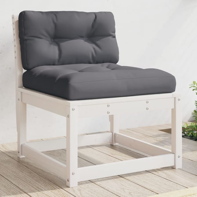 vidaXL - Tuinbank - met - kussens - massief - grenenhout - wit