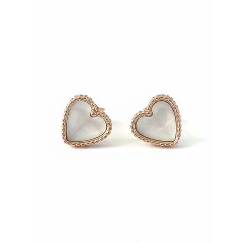 Dames Hart Oorbellen in Roségoud met Moeder van Parel 925 Sterling Zilver BIPE047
