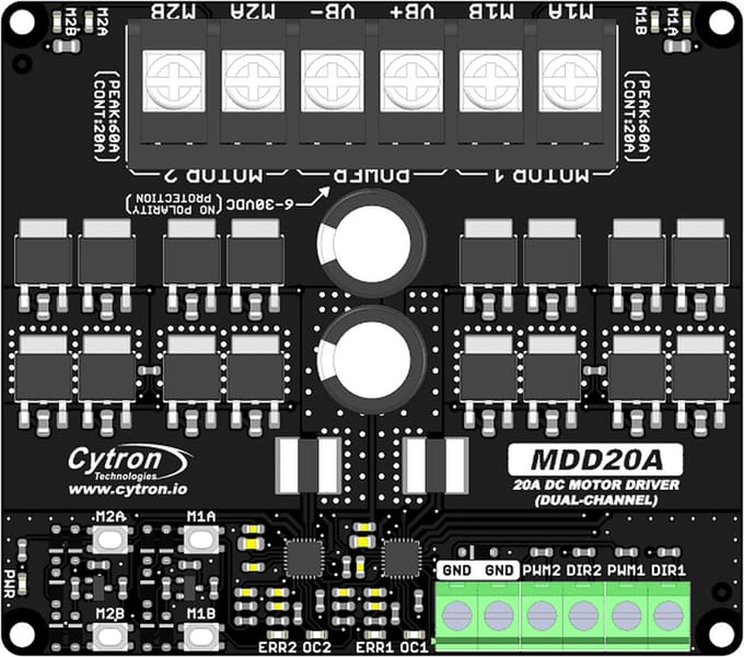 20Amp 6V-30V DC Motor Driver (2 Channels) MDD20A Cytron