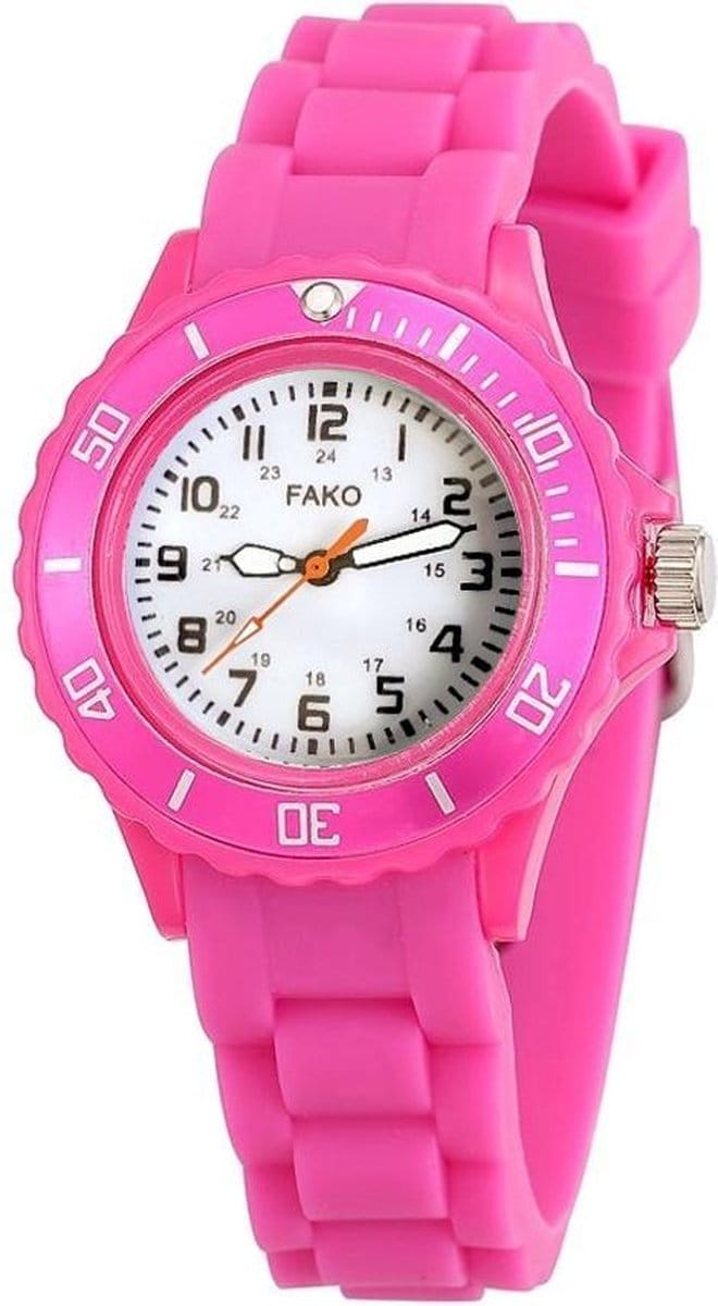 Fako® - Kinderhorloge - Siliconen - Classic - Donkerroze