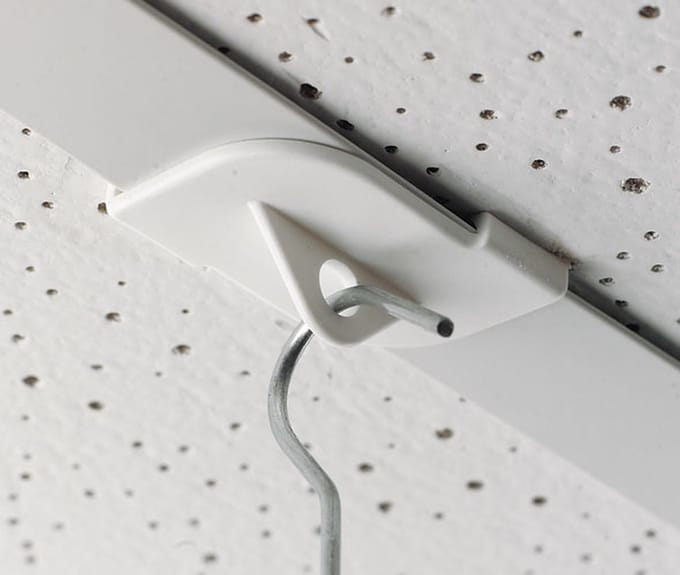 100 stuks - Houder voor Systeemplafond / Plafond Ophanghaak / Witte Plafondhaak - type PH-11