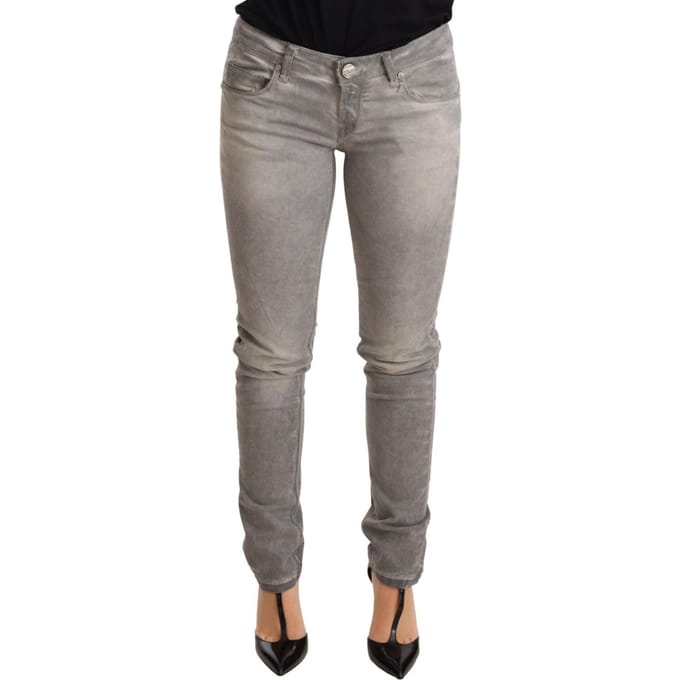 Acht Lichtgrijs Gewassen Katoenen Slim Fit Jeans