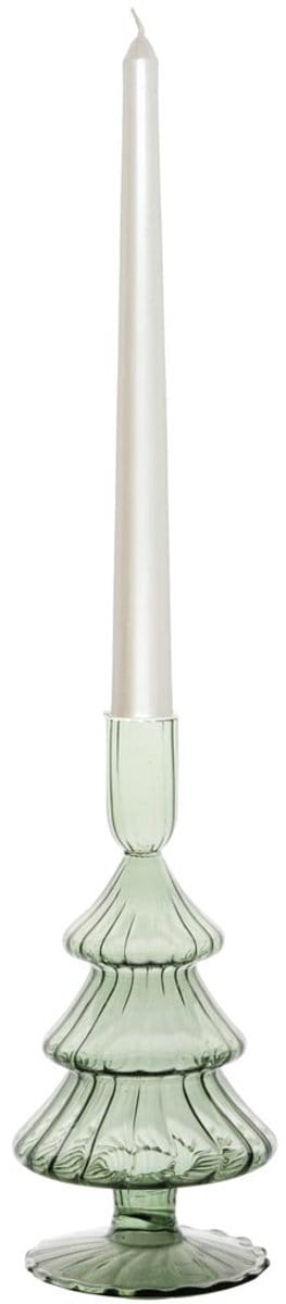 Dekoratief | Kaarsenhouder 'Tree', groen, glas, 11x11x21cm | A255996