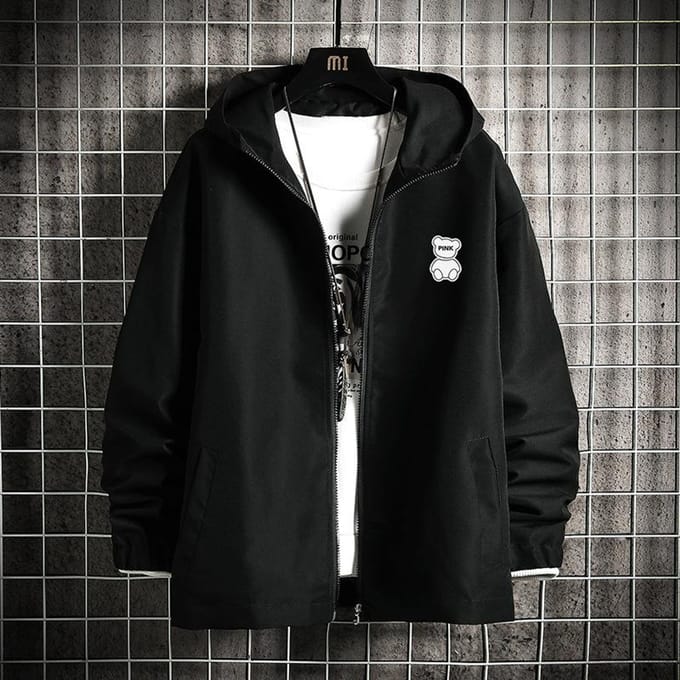 Jas met capuchon Heren Grote Maat Dikke Baseballjas Topjas 5XL zwart