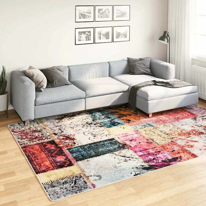 vidaXL - Vloerkleed - wasbaar - patchwork - 190x300 - cm - meerkleurig
