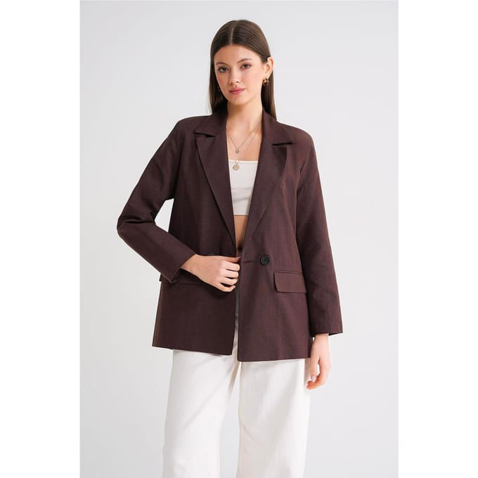 Linnenmix Geknoopte Blazer Jas