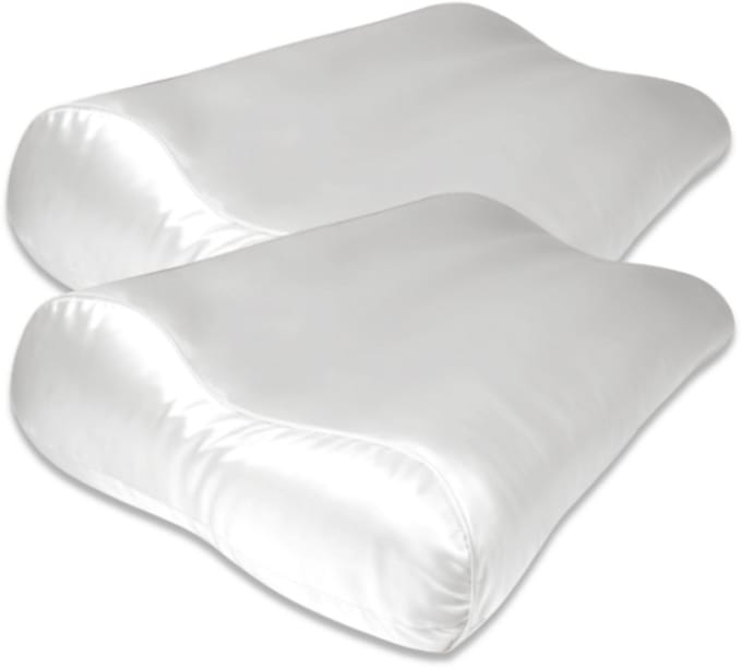 2x Zijden Kussensloop Ergonomisch Cloud White - 22MM - Silk Heaven - 40x60cm