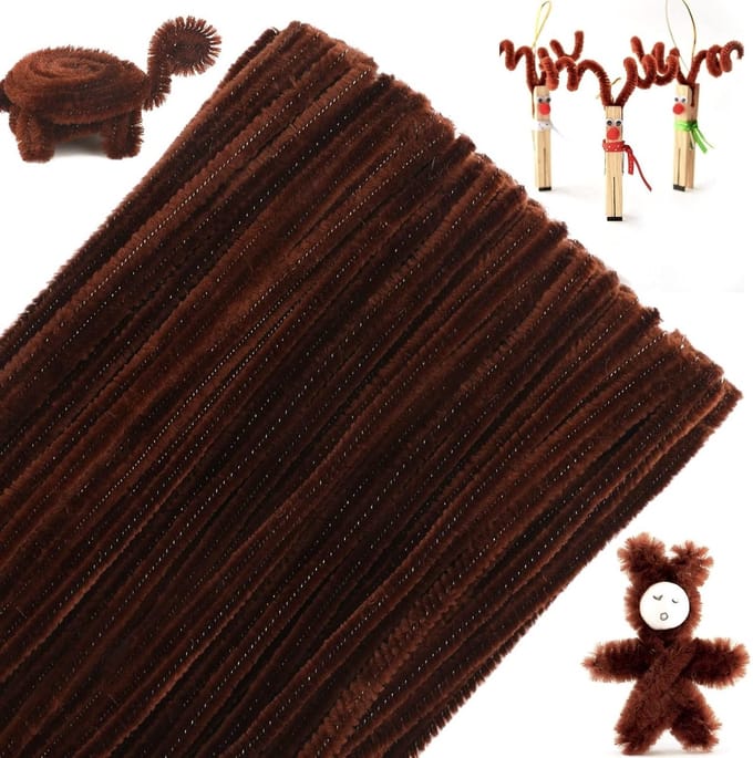 Pack van 100 Chenille Borstels en Stelen voor Creatieve Knutselprojecten voor Kinderen - Bruin
