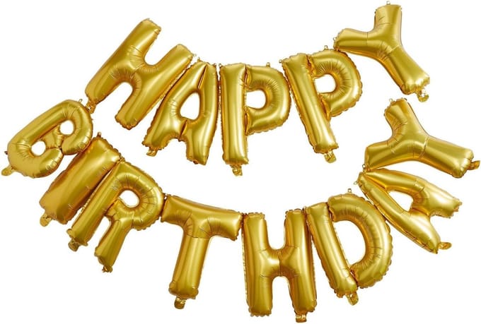 Ginger Ray Pick & Mix 'Happy Birthday' verjaardag ballon slinger - goud - 1,50 meter