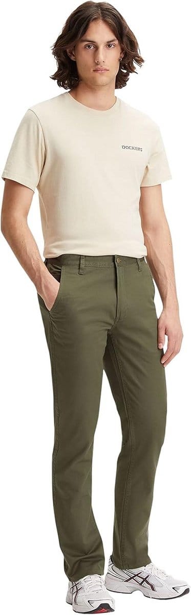 Heren Chinobroek Slim Fit Stretch Katoen Kaki