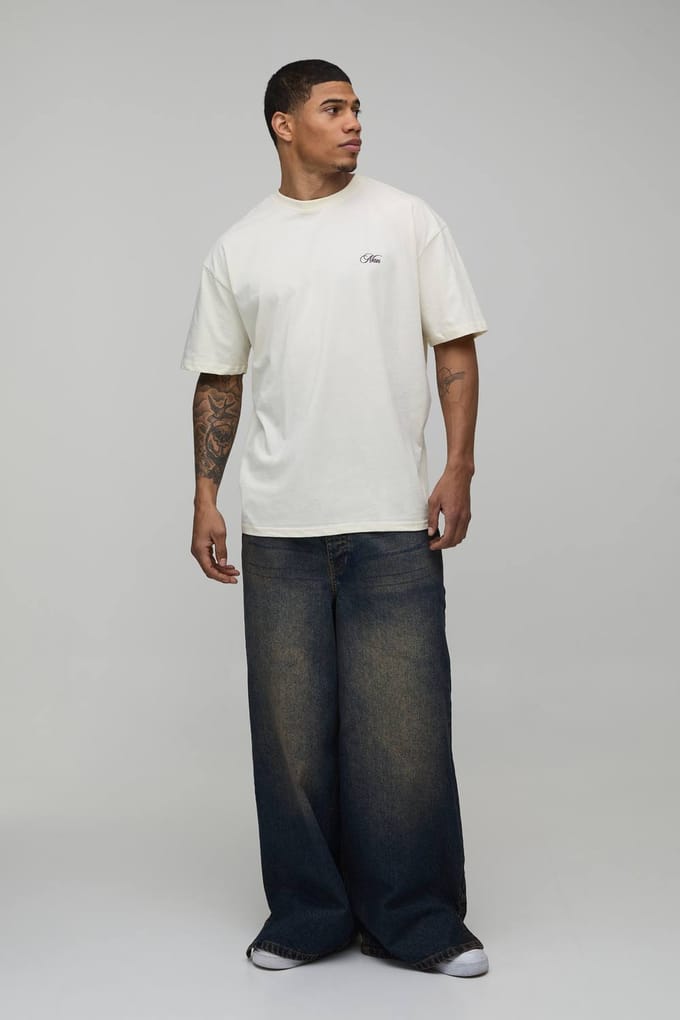 Oversized Kyoto Mountain Grafisch T-shirt | Ecru | Size Large