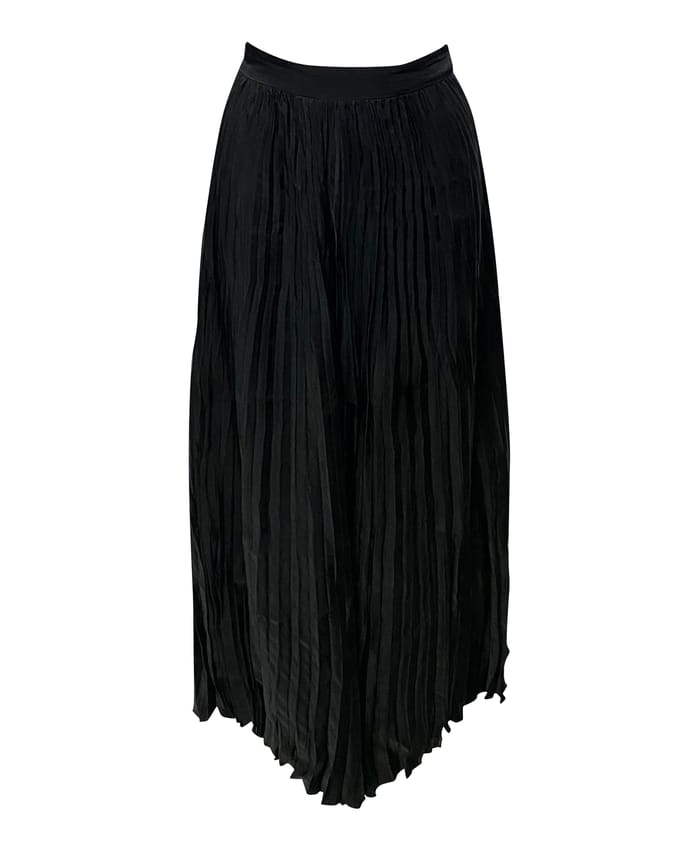 Joseph Geplooide Midi Rok in Zwarte Cupro