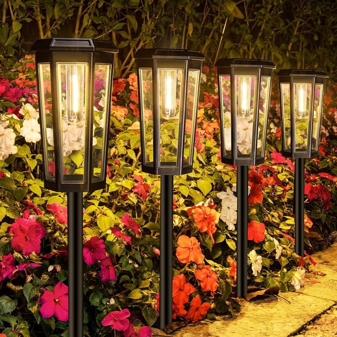 Suntac Solar Tuinverlichting - 4 Stuks - Tuinfakkels & Priklampen - Warm Wit - IP44