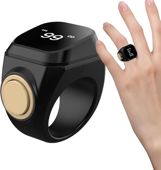 Digitale Teller Ring - Tel Hulp - Activiteiten Bijhouden - App Synchronisatie - 18-22 mm - Zwart