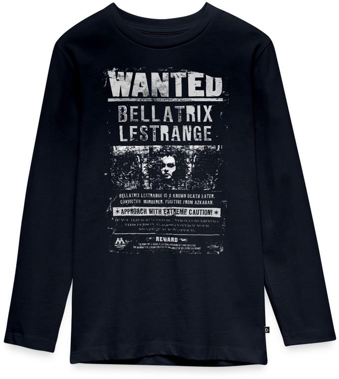 Harry Potter Bellatrix Lestrange Wanted Poster Premium T-Shirt Tiener Lang