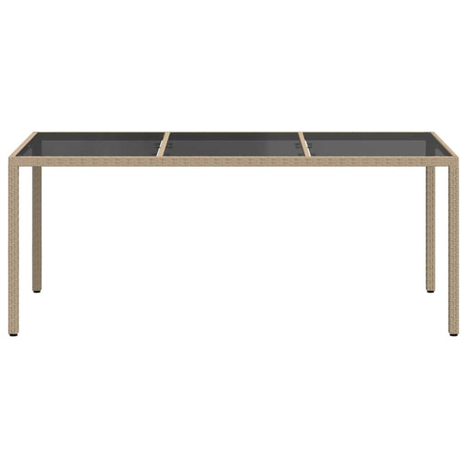 vidaXL - Tuintafel - 190x90x75 - cm - gehard - glas - en - poly - rattan - beige