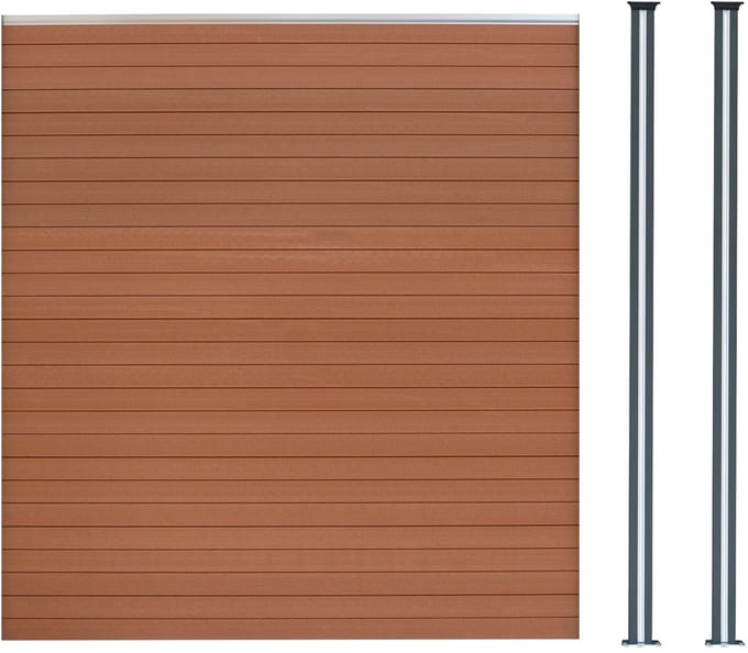 Composiet schutting paneel & 2x led palen - bruin - 185x180 cm