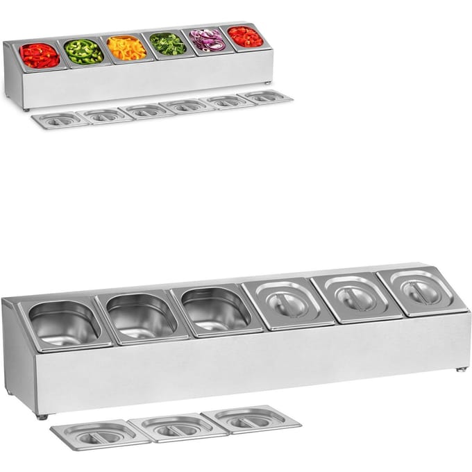 GN-containerhouder - incl. 6 GN 1/6 containers met deksel - Royal Catering