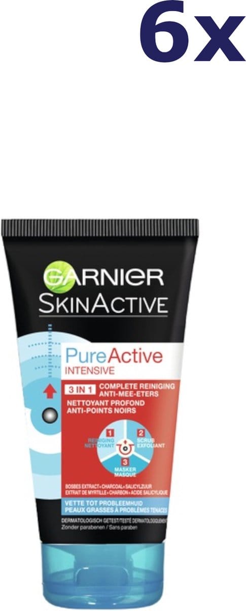 6x Garnier SkinActive Pure Active Int. 3in1 150ML