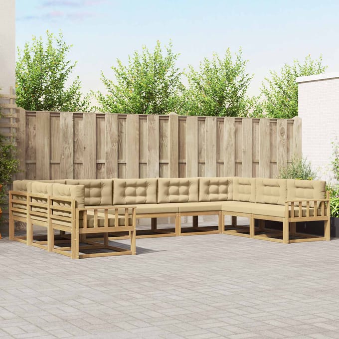 vidaXL - Buiten - bank - set - 9 - st - Wit - en - Beige