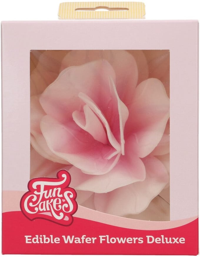 FunCakes Eetbare Bloemen Deluxe - Papieren Bloem - Rose Pastella Roze Ombre Groot - pk/1