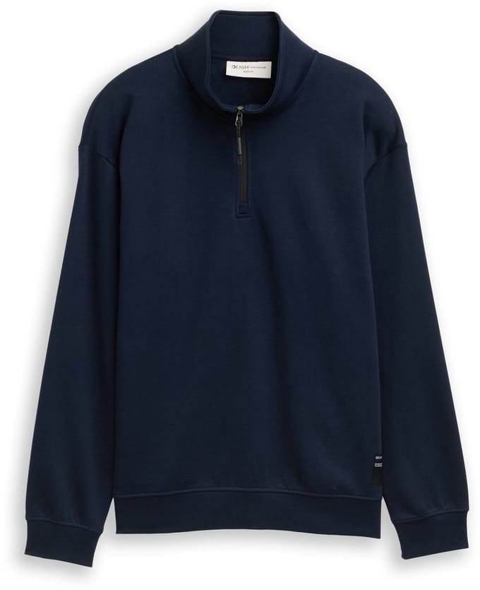 Tom Tailor Denim Troyer sweatshirt met logo-badge