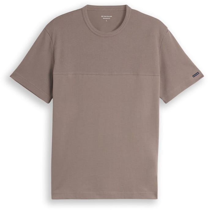 Tom Tailor - T-shirt van katoen - Maat M - Driftwood Taupe