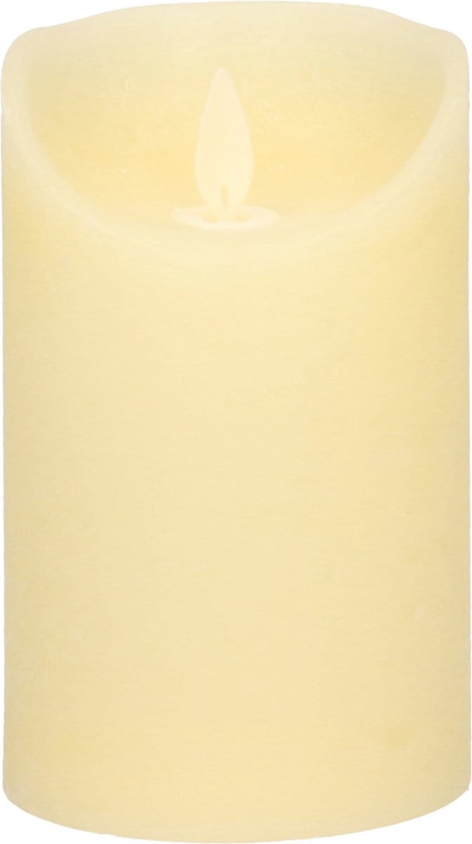 Anna's Collection Led kaars/stompkaars - ivoor wit - H12,5 x D7,5 cm - wax - bewegende vlam