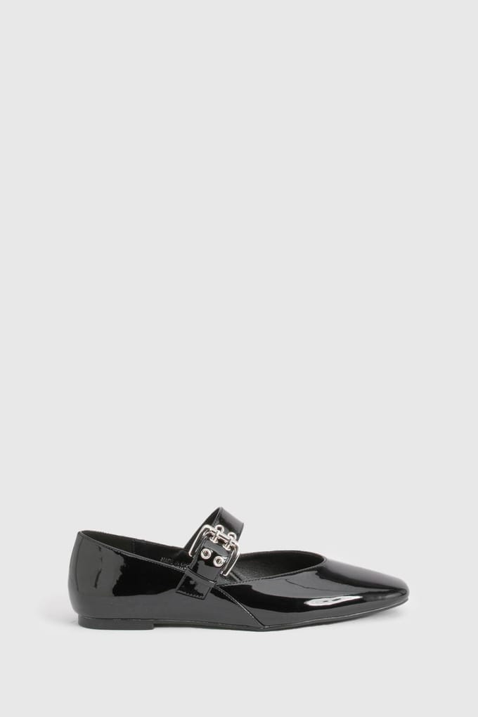 boohoo Dames Mary Jane riem ballerina's | Black | Maat: 5