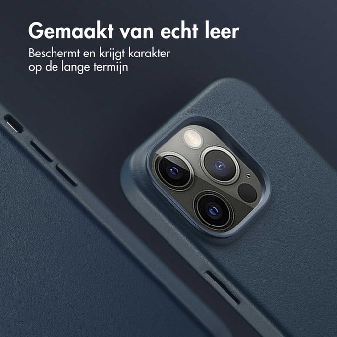 Accezz Hoesje - Geschikt voor iPhone 14 Pro - geschikt voor MagSafe Leather Backcover - Nightfall Blue