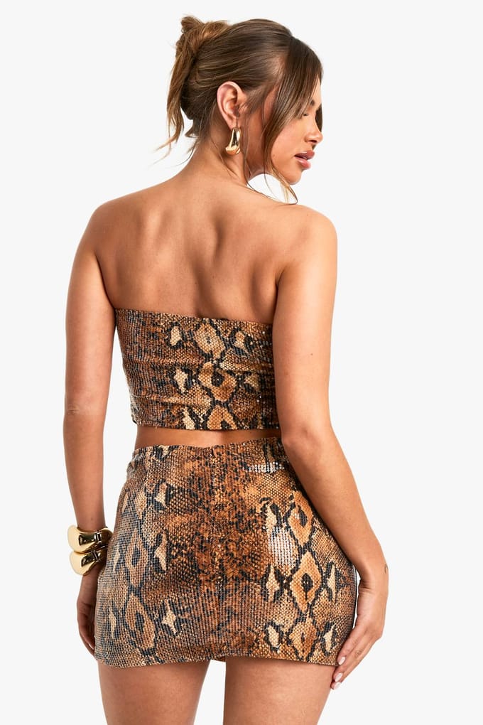boohoo Dames Sequinslang Mini Rok | Bruin | Maat: 38