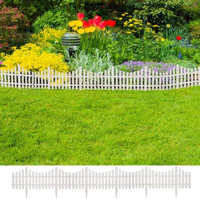 Gazonrand palissade - Tuin border - Tuin decoreren - Onderling verbonden elementen - 10 meter - Wit