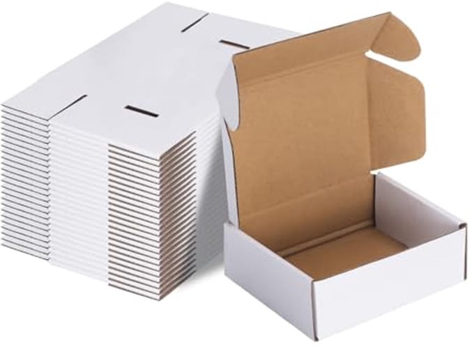 Verzenddozen 6x4x2 Inches - Pack van 25 Witte Golfkarton Dozen voor Mailing en Verpakking