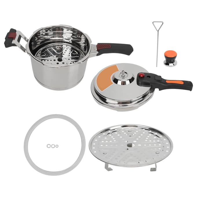 Autocuiseur 80kpa Conserveur à Pression Cuisson Rapide Acier Inoxydable Instant Casserole de Cuisine pour Gaz 6L gray