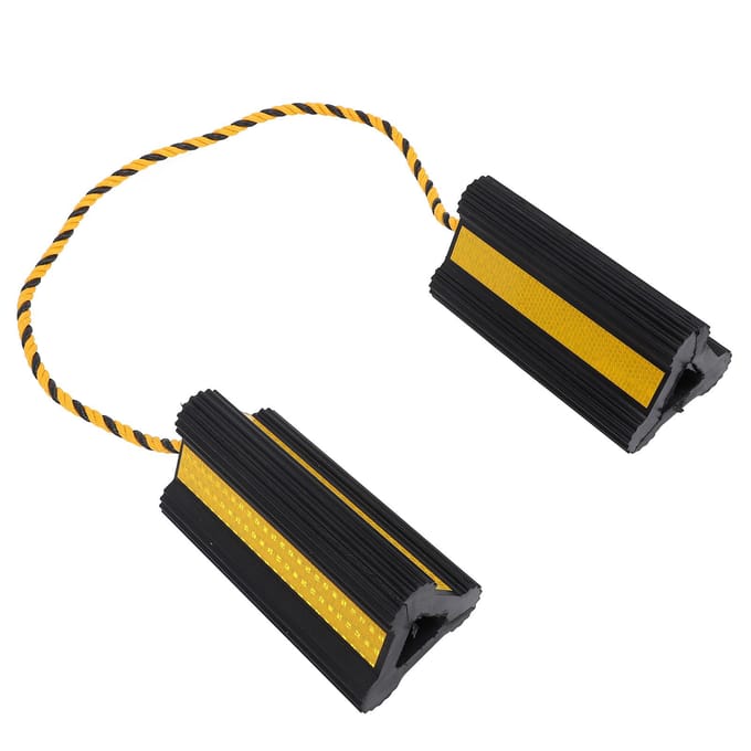1 Paar Zware Wielkeggen Zwart Rubber Wielstopper met Nylon Touw en Gele Reflectie black
