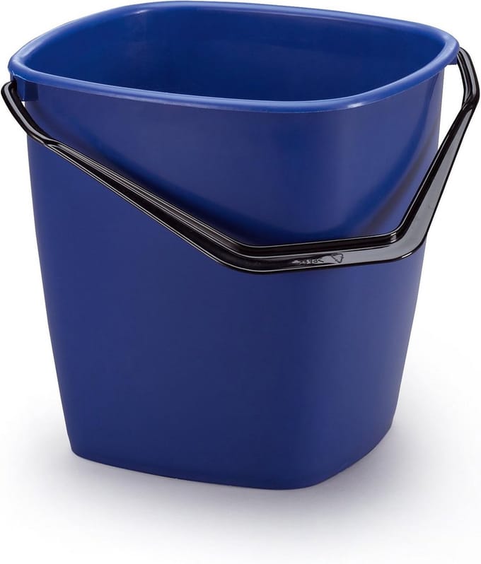 Stevige Vierkante Emmer 9.5 Liter Blauw met Handvat