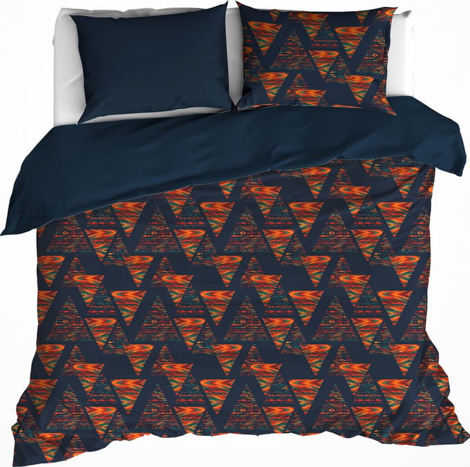 De Witte Lietaer Dekbedovertrek Caspian Eclipse Blue - Lits Jumeaux - 240 x 220 cm - Katoen Flanel