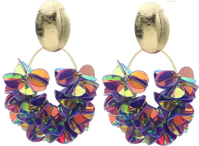 Oorbellen shiny – paars – 6x3,5 cm