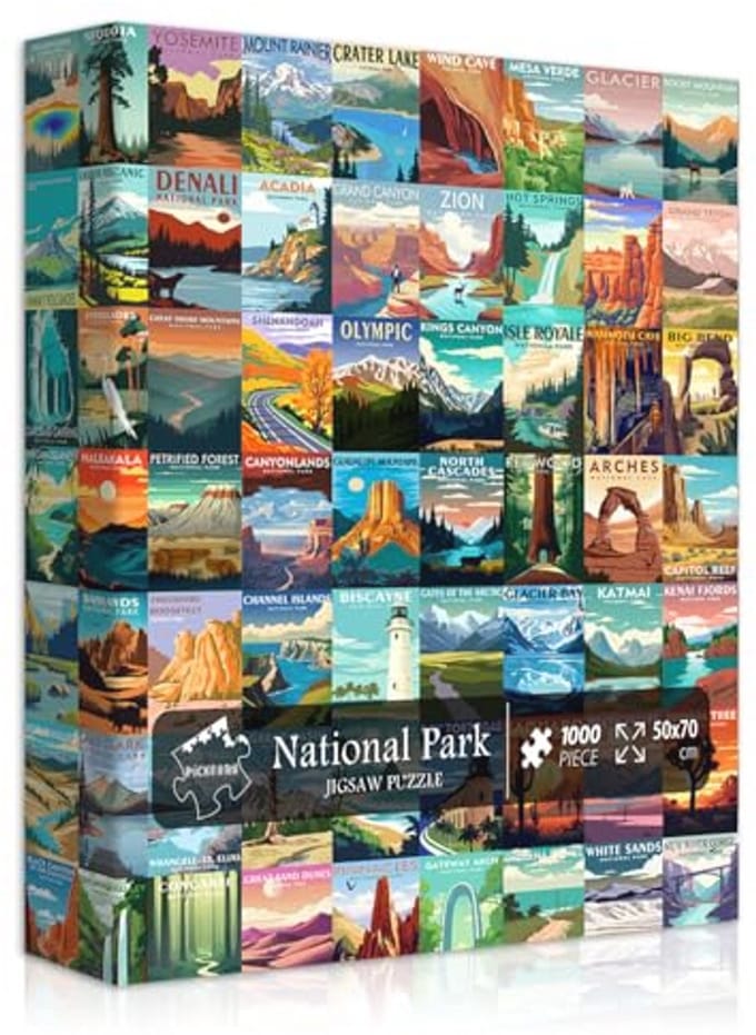 Nationale parken puzzel 1000 stukjes | Landschapspuzzel | Reisposter met natuurtafereel
