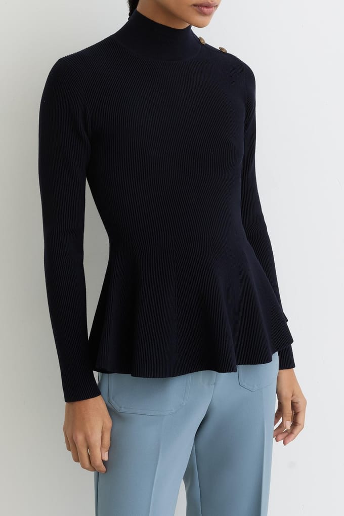 Reiss Peplum Knit Navy Taglia: XS | Maglioni a maglia Outlet | Donna | Blu