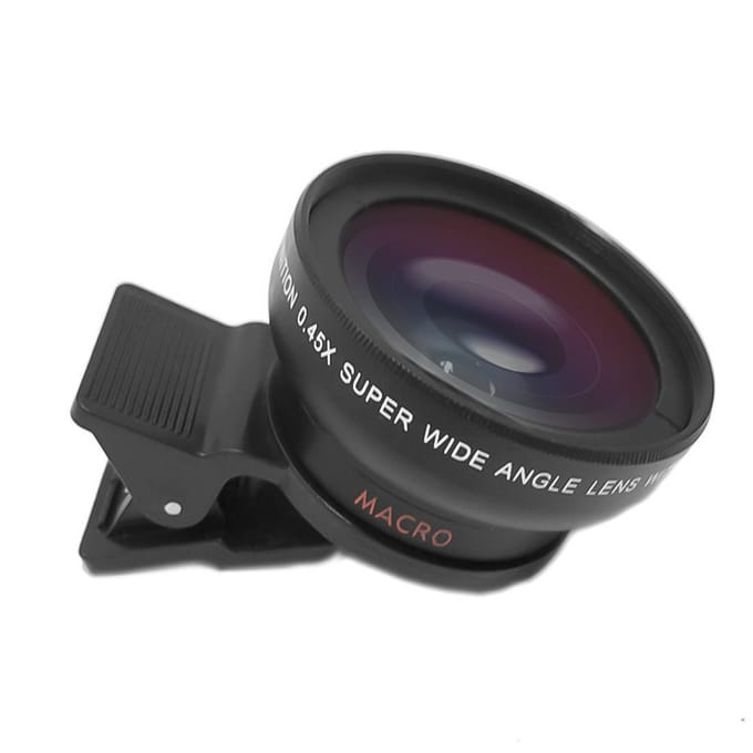Universele Mobiele Telefoon Camera Lens 37mm Schroefdraad Smartphone Lens 0.45X 49UV Macro- en Groothoeklens zwart