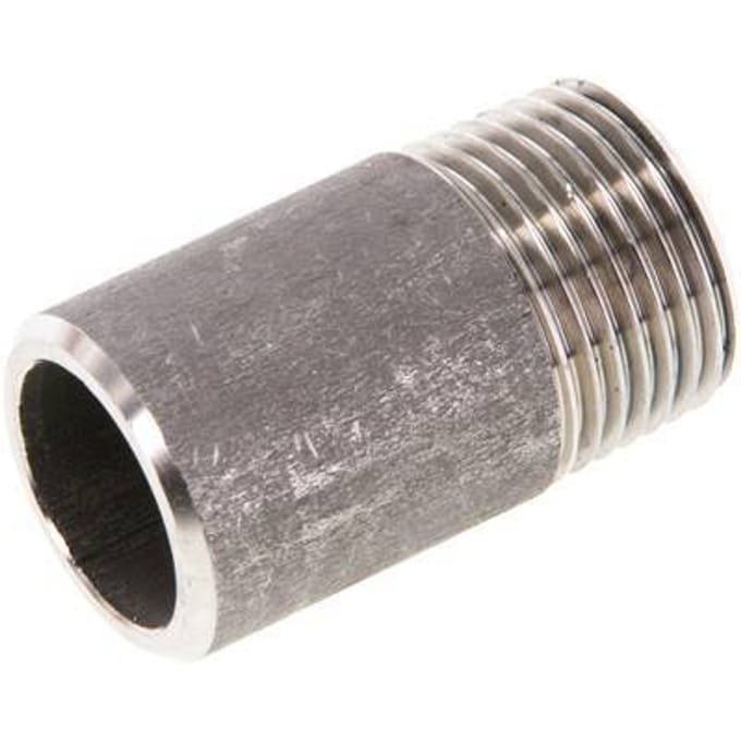 R 3/8'' Buitendraad x 17.2mm RVS Pijpnippel met Las uiteinde 20 Bar DIN 2982 - 30mm [2 Stuks]